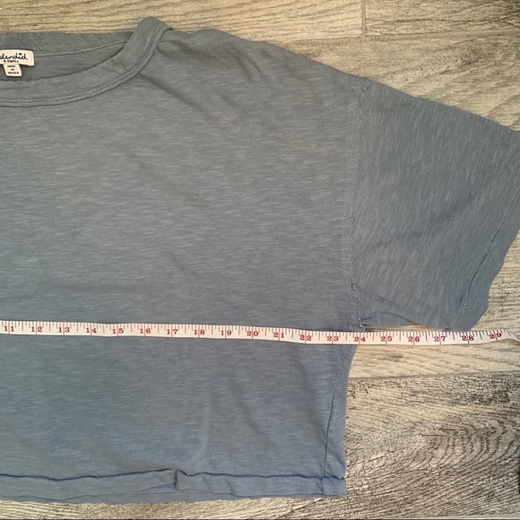 Splendid Oversized Crew Neck Crop Top Blue Sz XS - Picture 7 of 7